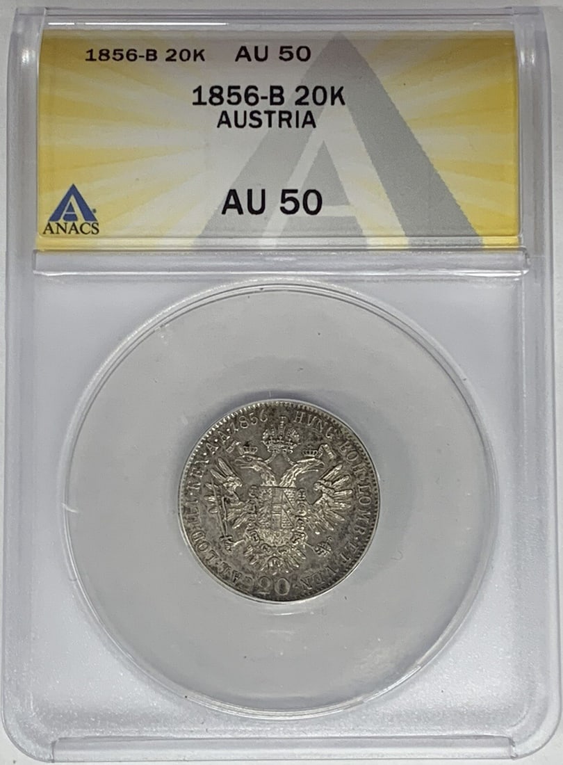 Austria 1856 Silver 20 Kreuzer Coin Graded ANACS AU 50 (1 of 2)