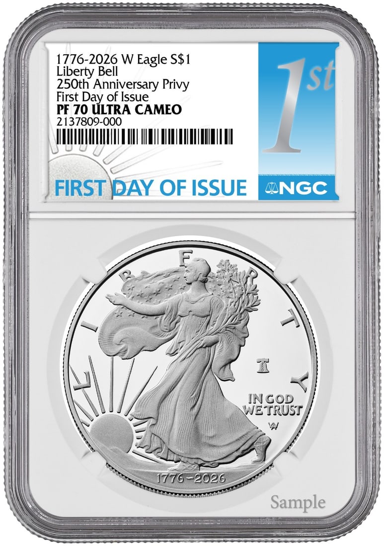 2026 Silver Eagle Proof Bell Privy NGC PF70 FDOI One Dollar Coin Presale (1 of 2)