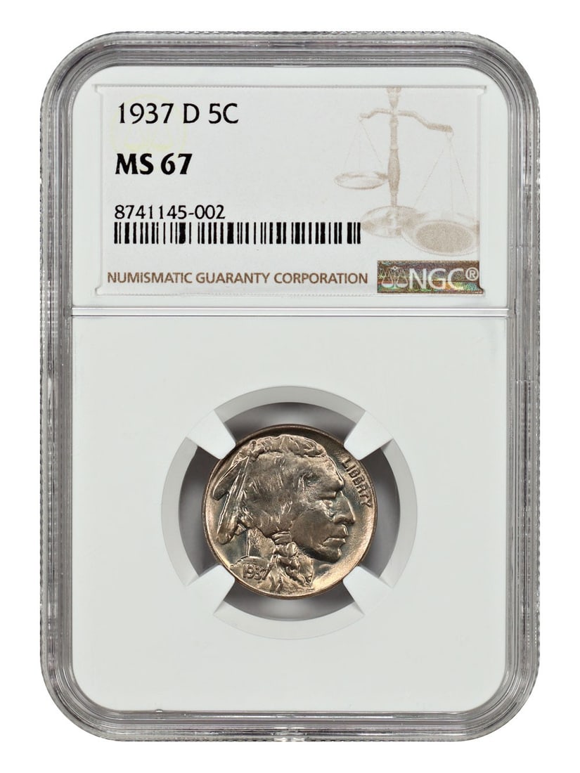 NGC MS67 1937 Denver Mint Buffalo Nickel Five Cents Uncirculated (1 of 4)