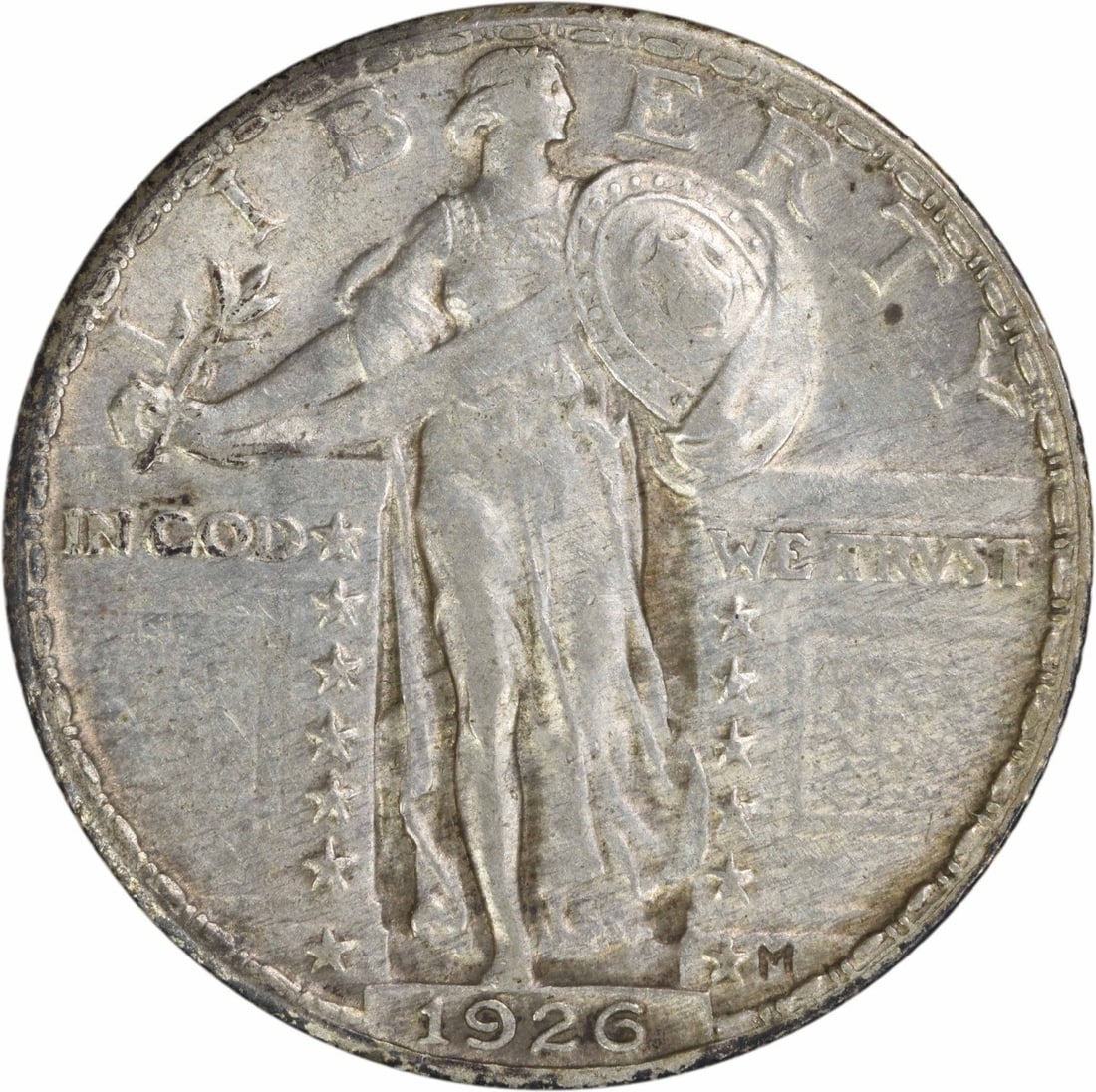 1926 Standing Liberty Quarter AU Uncertified 90% Silver: 1926 Standing Liberty Quarter AU Uncertified 90% Silver This 1926 Standing Liberty Silver Quarter is a remarkable example of American coinage, showcasing the artistry of designer Hermon A. Mac Neil. W
