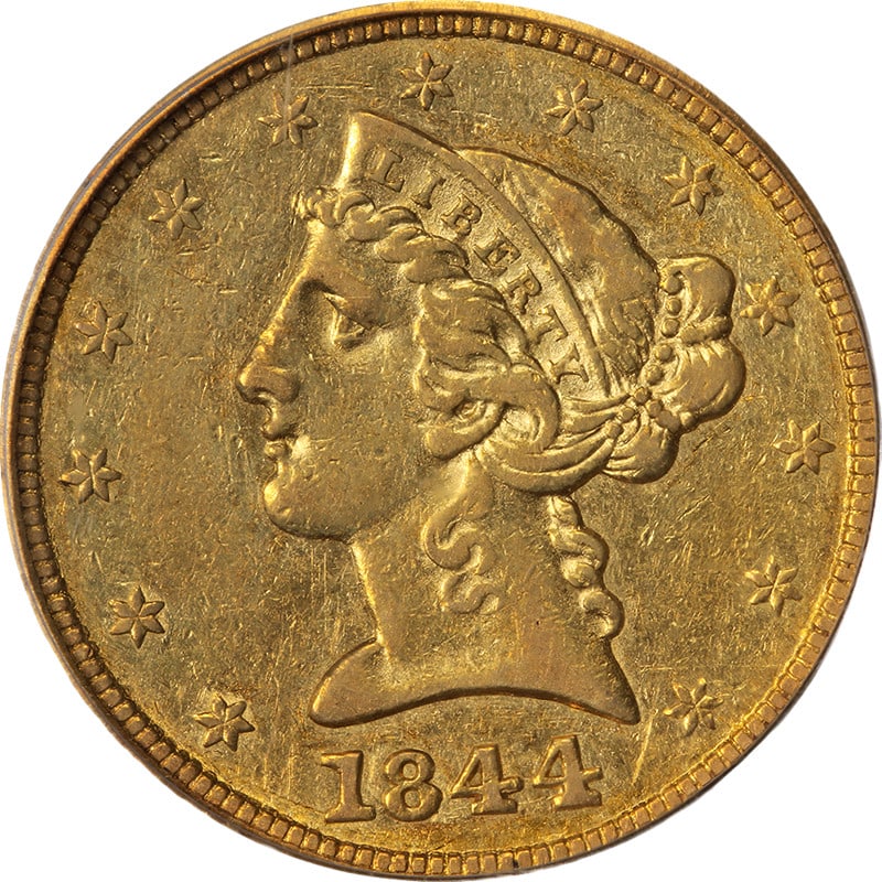 1844 Liberty Half Eagle Gold Coin PCGS AU53 Philadelphia Mint (1 of 4)