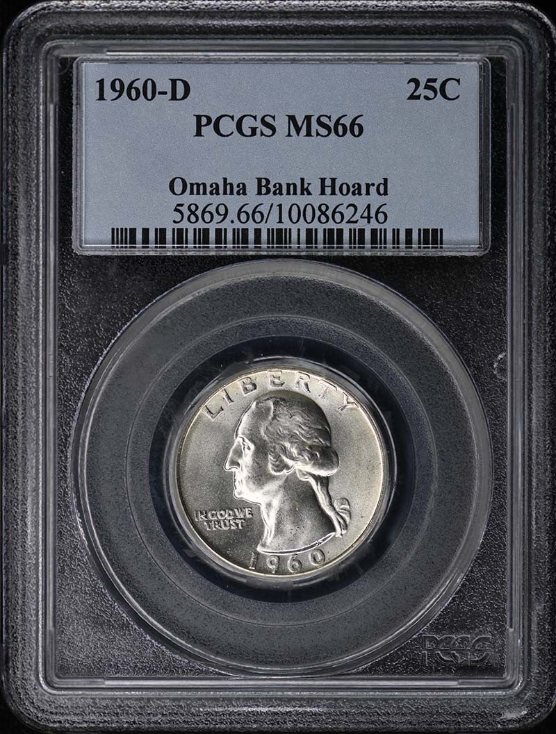 PCGS MS66 1960-D Washington Quarter Uncirculated: PCGS MS66 1960-D Washington Quarter Uncirculated This is a 1960-D Washington Quarter graded MS66 by PCGS. The coin is uncirculated and was minted in Denver. It is a pre-owned item and has no additiona