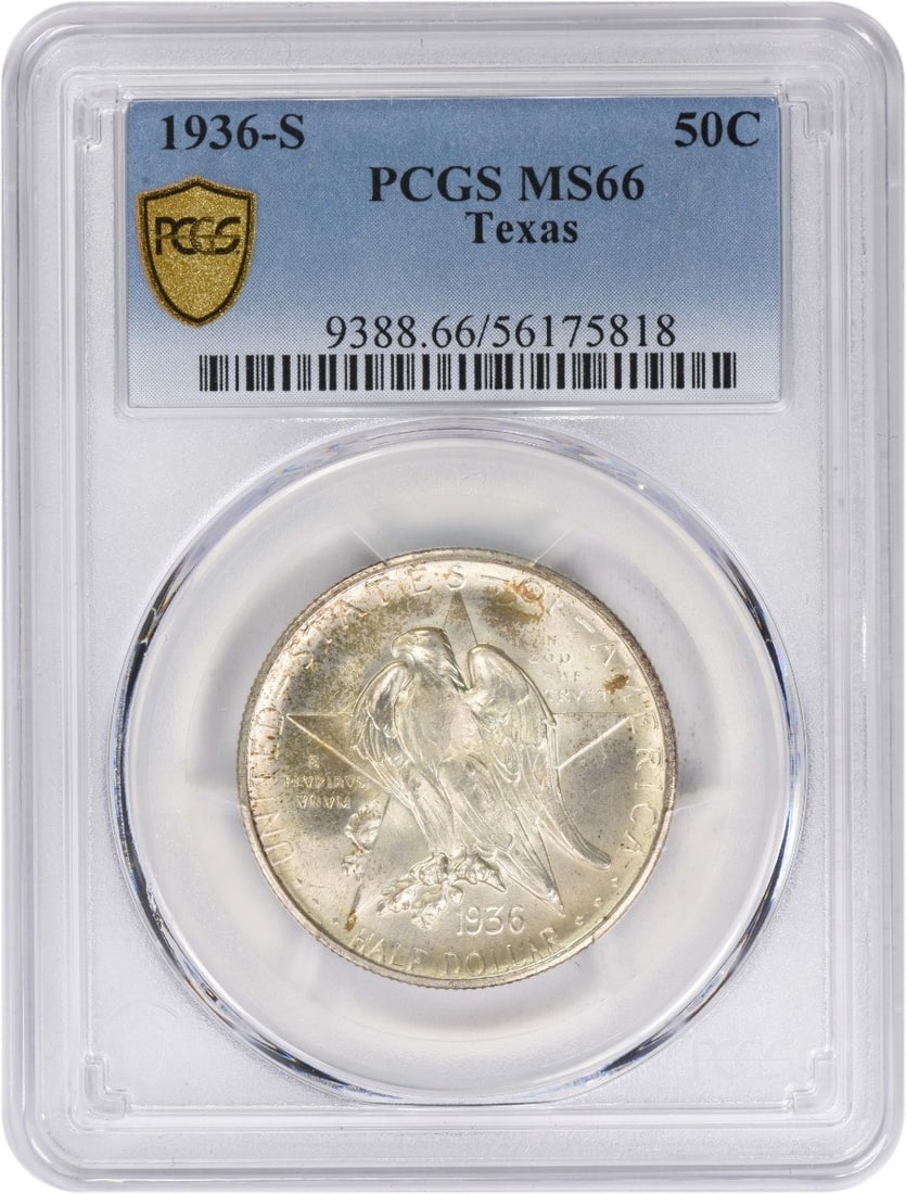 1936 San Francisco Texas Commemorative Half Dollar PCGS MS66 Silver Coin (1 of 2)