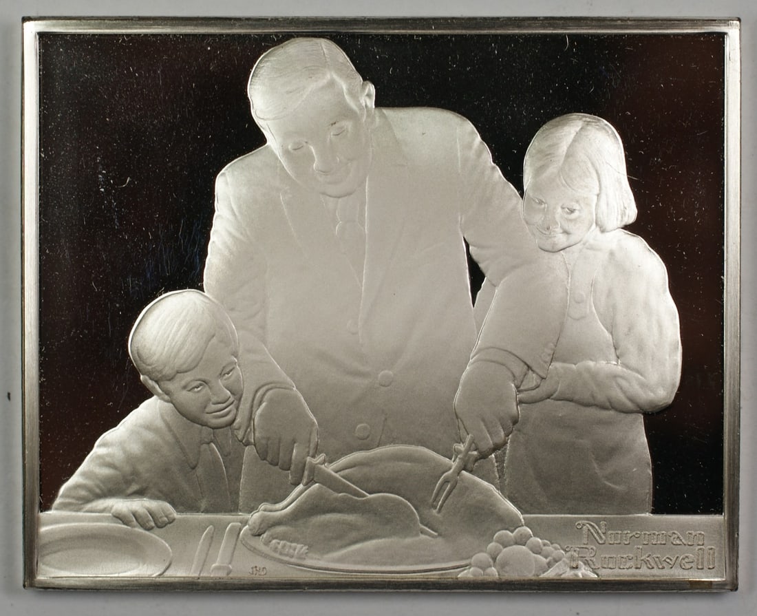 Franklin Mint Sterling Silver Proof Ingot Norman Rockwell Fondest Memories: Franklin Mint Sterling Silver Proof Ingot Norman Rockwell Fondest Memories This proof ingot features Norman Rockwell's 'Fondest Memories Holiday Dinner' design and is crafted from sterling silver. Iss