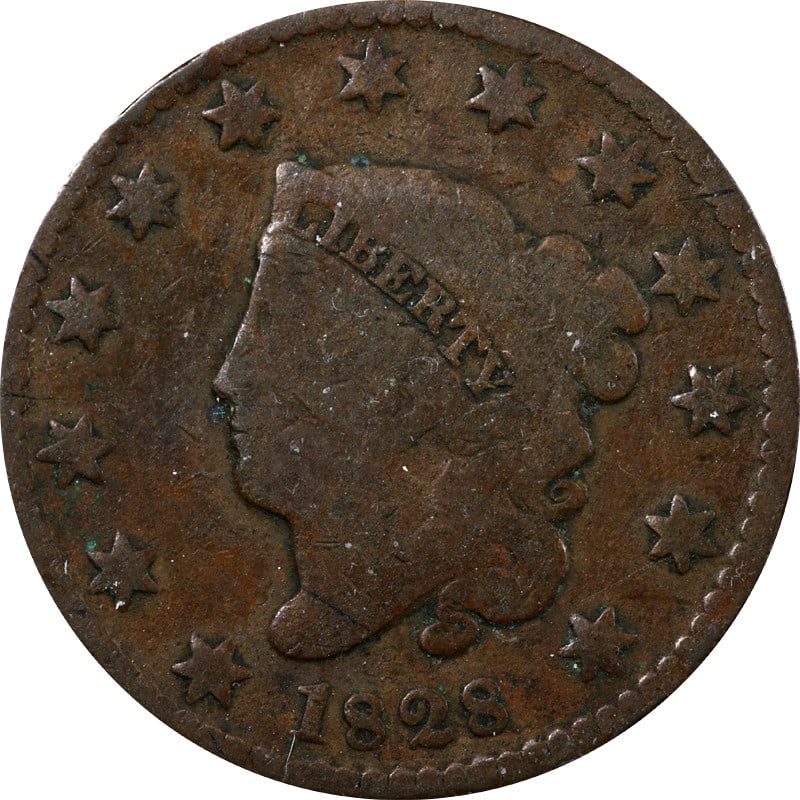 1828 Large Cent Small Date Copper Coin Uncertified (1 of 2)