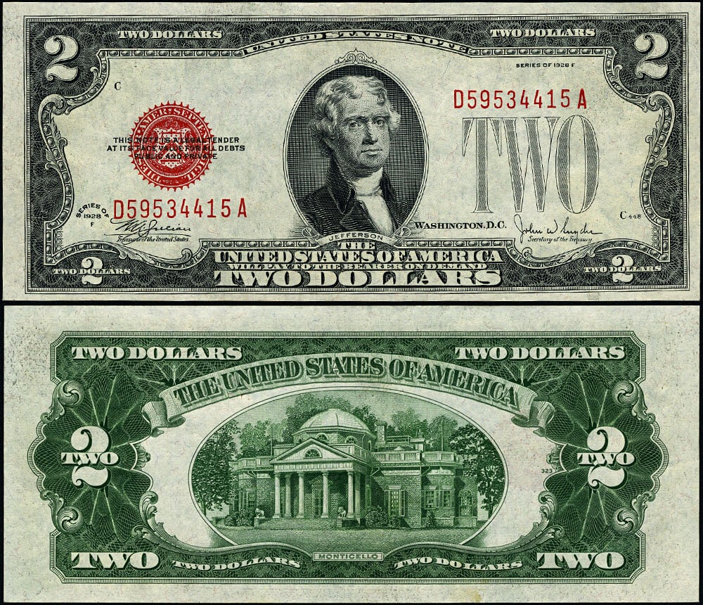 1928-F $2 Legal Tender Note FR 1507 Choice CU Uncertified (1 of 3)