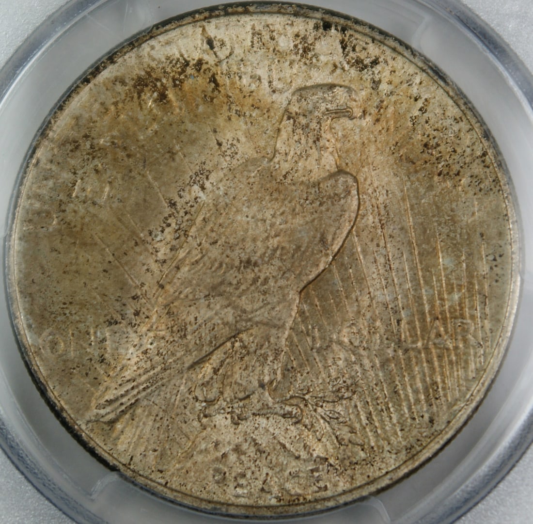PCGS MS-64 1922 Peace Dollar Philadelphia Uncirculated with Vintage Toning: PCGS MS-64 1922 Peace Dollar Philadelphia Uncirculated with Vintage Toning This 1922 Peace Silver Dollar coin is graded MS-64 by PCGS and features attractive vintage toning on the reverse. The coin wa