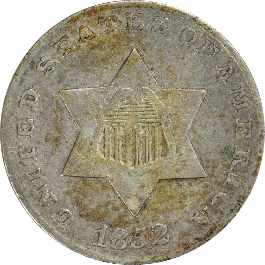 1852 Three Cent Silver Coin United States Uncertified (1 of 2)