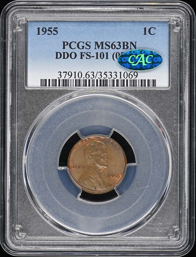 1955 Lincoln Cent Doubled Die Obverse DDO FS-101 PCGS MS63BN CAC (1 of 4)
