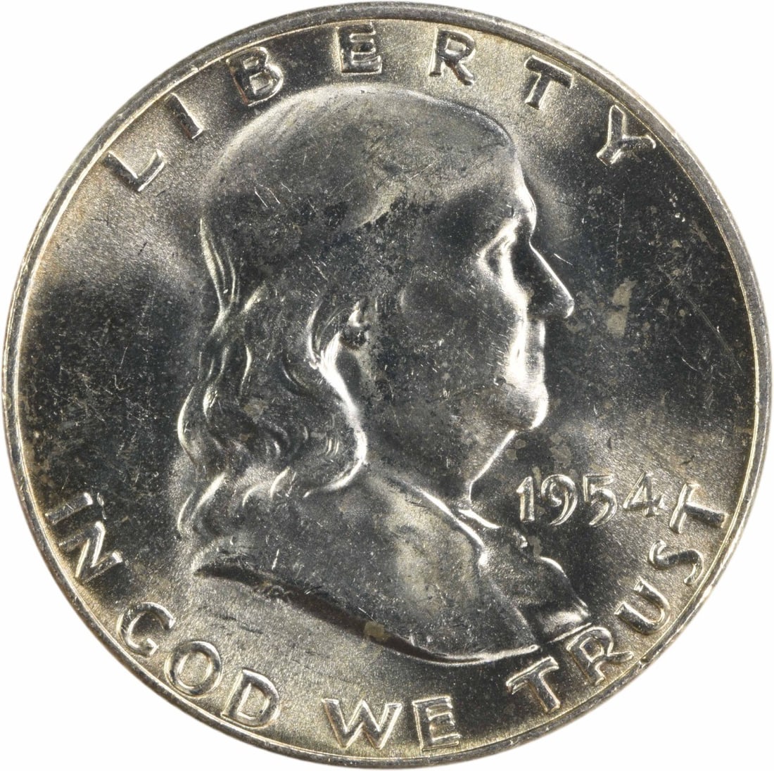 Choice BU 1954-D Franklin Half Dollar Silver Uncertified Coin (1 of 2)