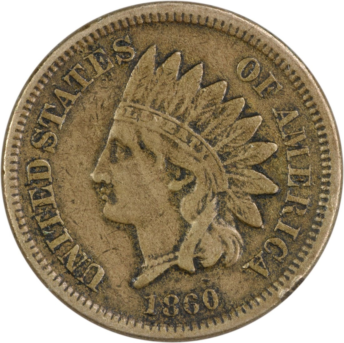 1860 Indian Head Cent VF Circulated Philadelphia Mint Coin (1 of 2)