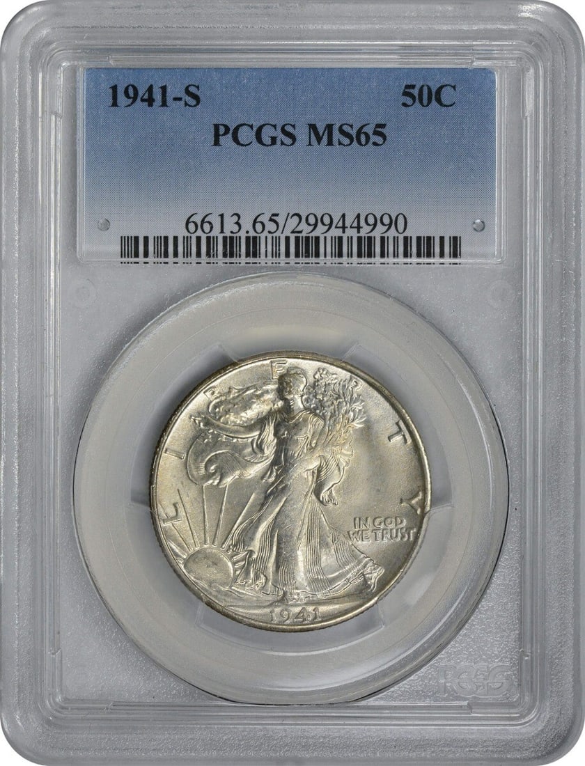 1941-S Walking Liberty Half Dollar MS65 PCGS 90% Silver (1 of 3)