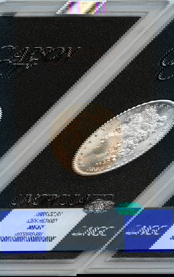 NGC MS67 CAC 1885 Carson City Morgan Dollar GSA Hoard Silver Coin (1 of 2)