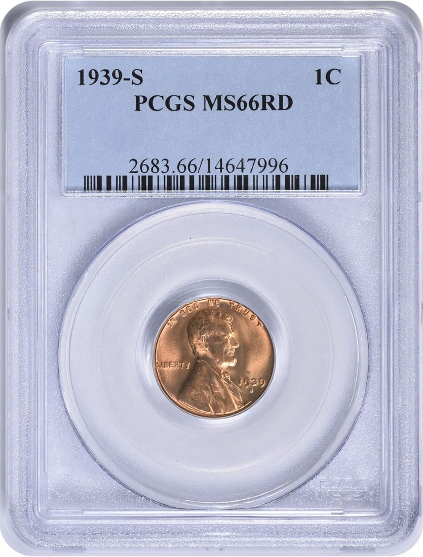 1939-S Lincoln Wheat Cent MS66RD Uncirculated PCGS Copper (1 of 2)