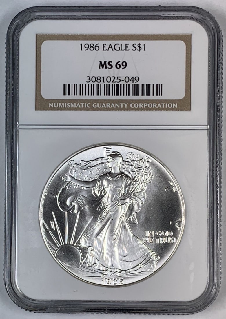 Set of 5 1986 Silver Eagle Dollars NGC MS 69 Certified (1 of 2)