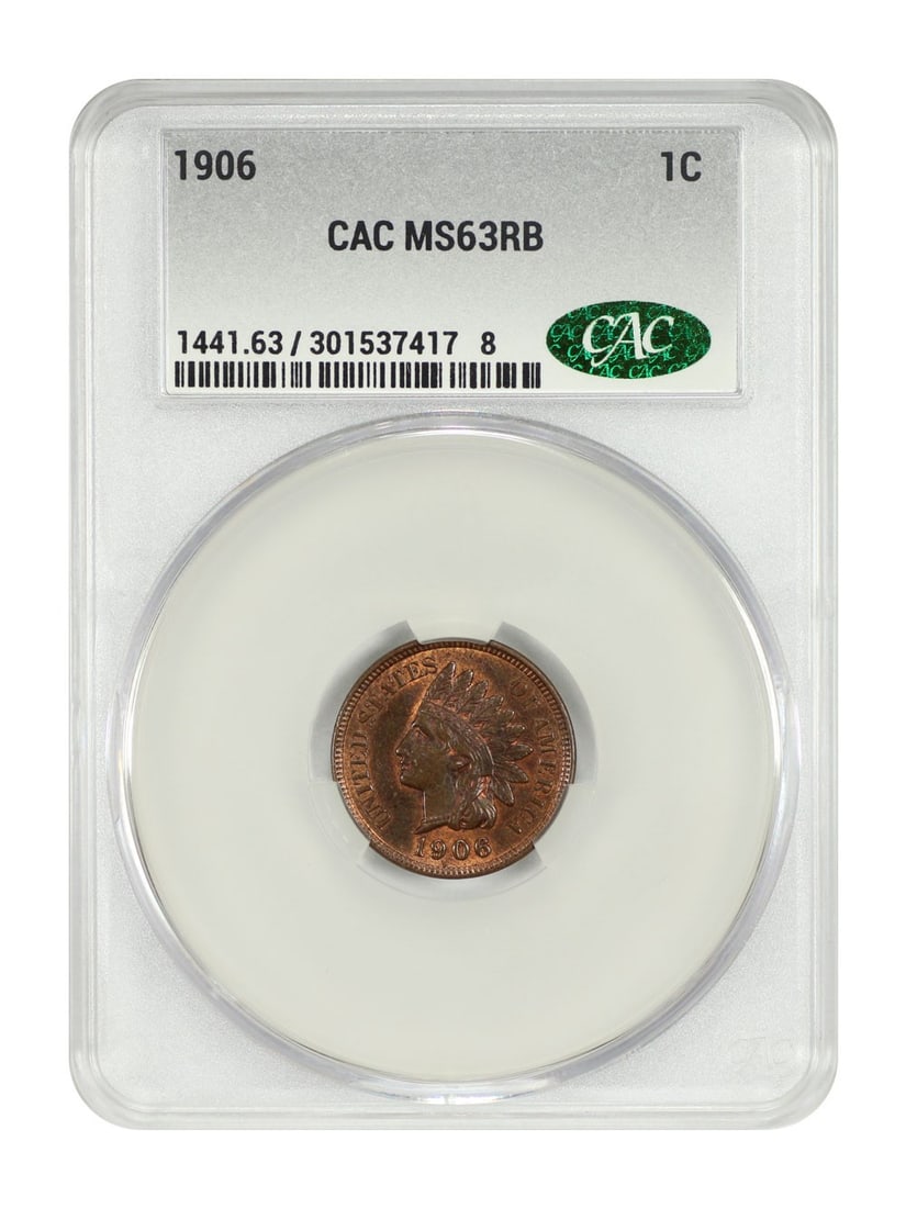 1906 Indian Cent CACG MS63RB Uncirculated Philadelphia (1 of 4)