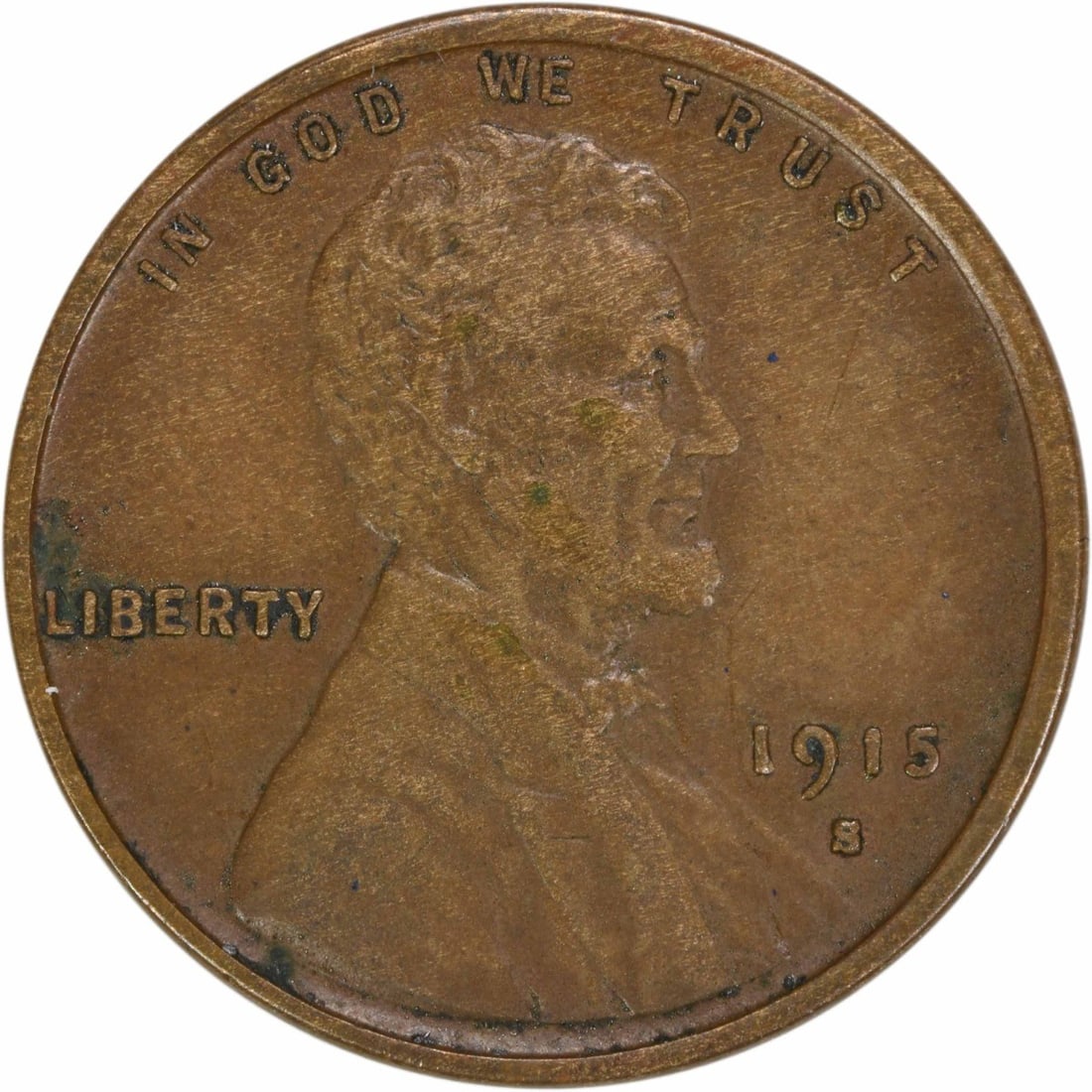 1915-S Lincoln Wheat Cent EF Uncertified Copper Coin (1 of 2)