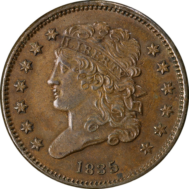 1835 Copper Half Cent C-2 R.1 AU/BU With Strong Eye Appeal (1 of 2)
