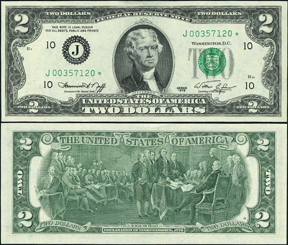 1976 $2 Kansas City Federal Reserve Note Gem CU Star (1 of 3)