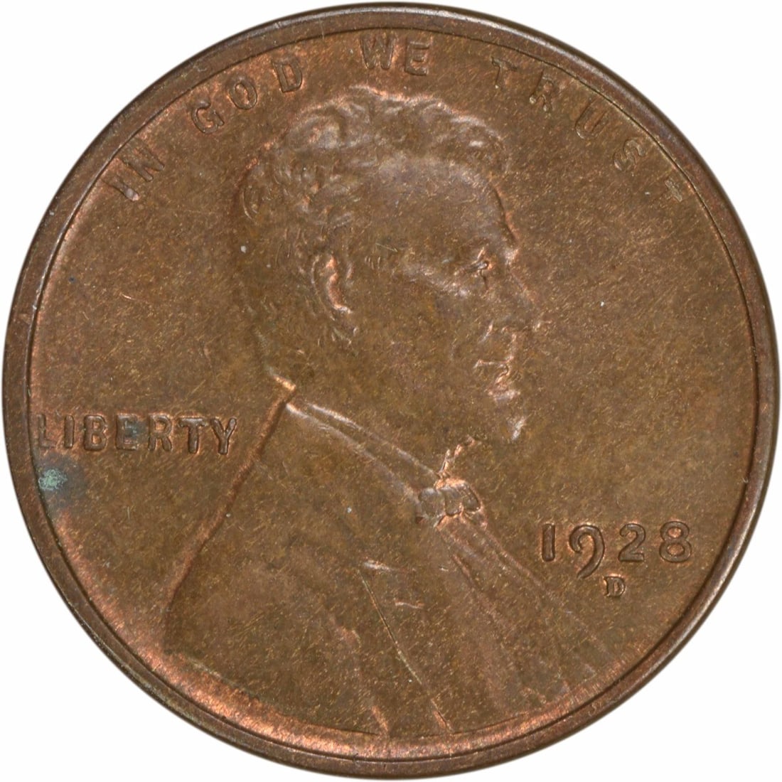 1928-D Lincoln Wheat Cent Choice BU Uncertified Copper Coin (1 of 2)