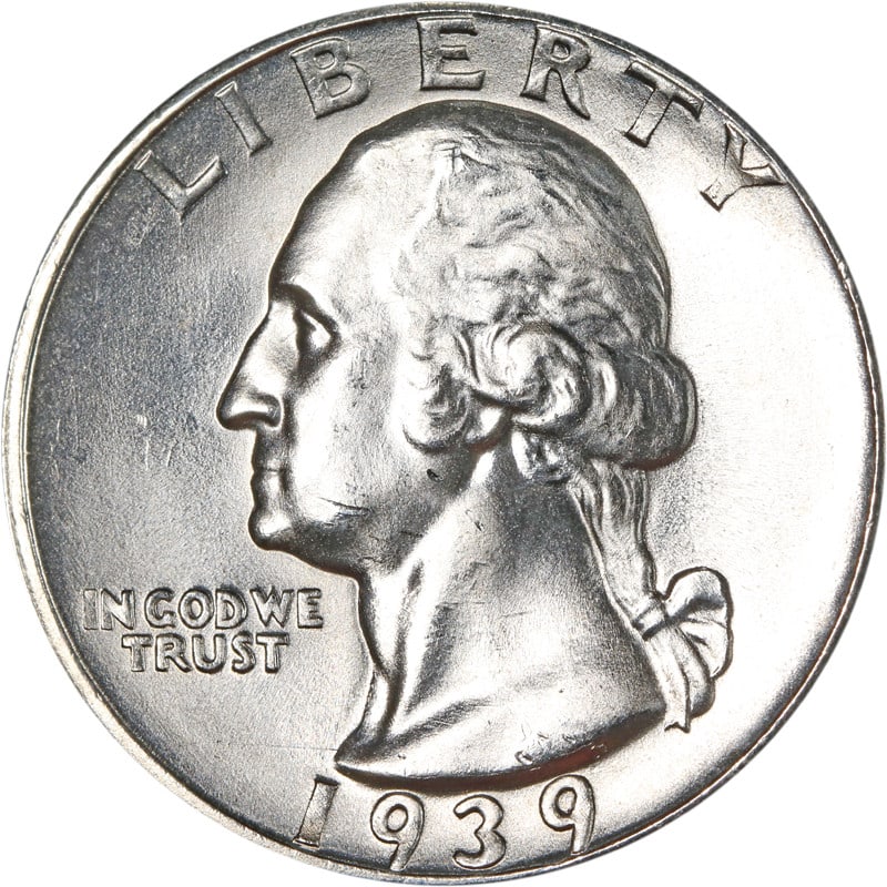 1939 Denver Mint Silver Quarter United States Circulated Coin (1 of 2)