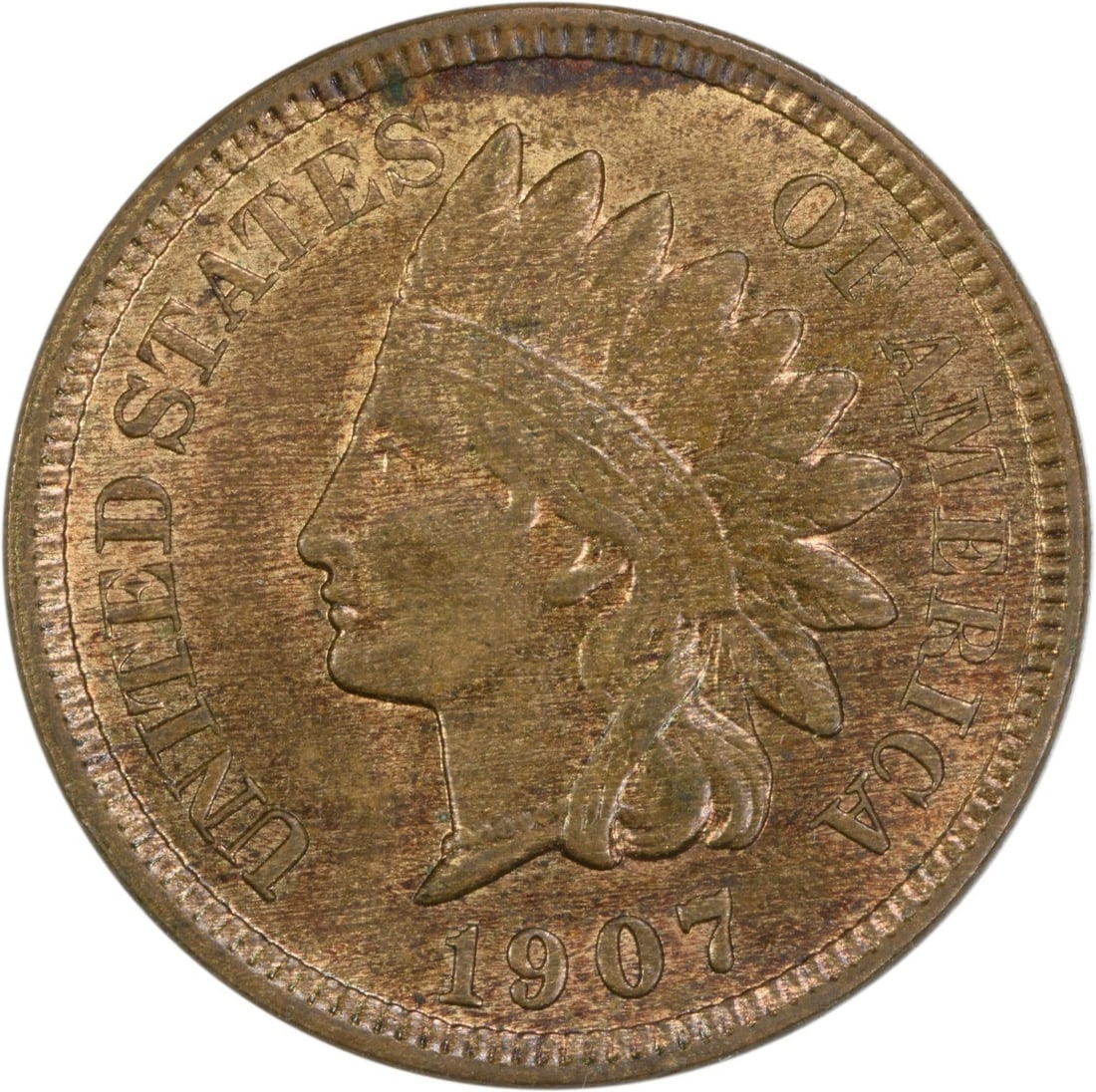 1907 Indian Head Cent Choice BU Uncertified Copper Coin (1 of 2)