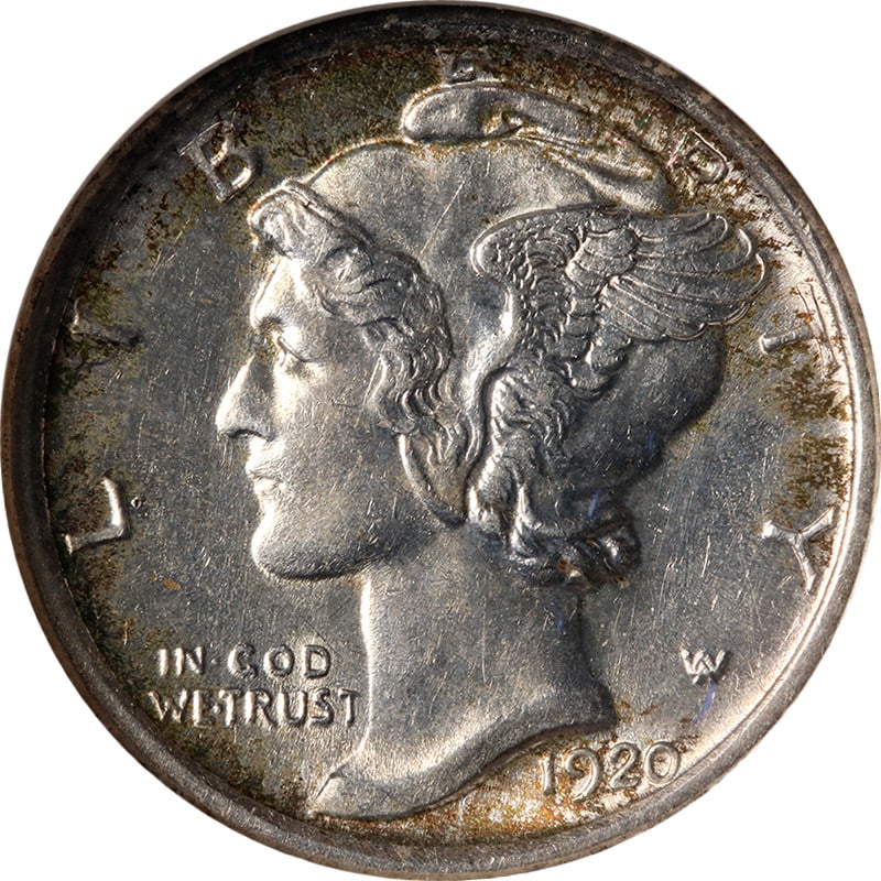 1920-S Silver Mercury Dime NGC MS63 Uncirculated Strong Strike: 1920-S Silver Mercury Dime NGC MS63 Uncirculated Strong Strike This 1920-S Mercury Dime is graded MS63 by NGC and features attractive eye appeal, notable luster, and a strong strike. The coin displays