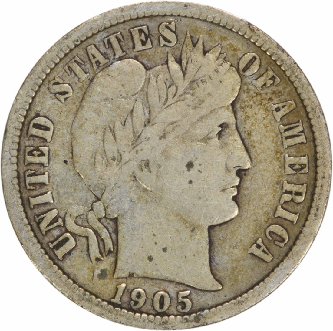 1905-O Barber Silver Dime Circulated Uncertified 10C (1 of 2)