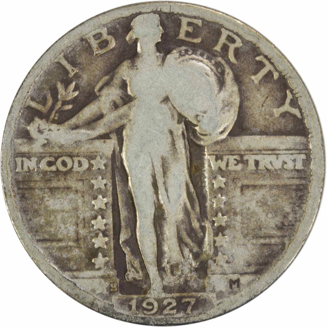 1927-S Standing Liberty Quarter 25C Silver Coin Uncertified: 1927-S Standing Liberty Quarter 25C Silver Coin Uncertified This 1927-S Standing Liberty Silver Quarter is a notable addition for any coin collector. Featuring a design by Hermon A. Mac Neil, this qua