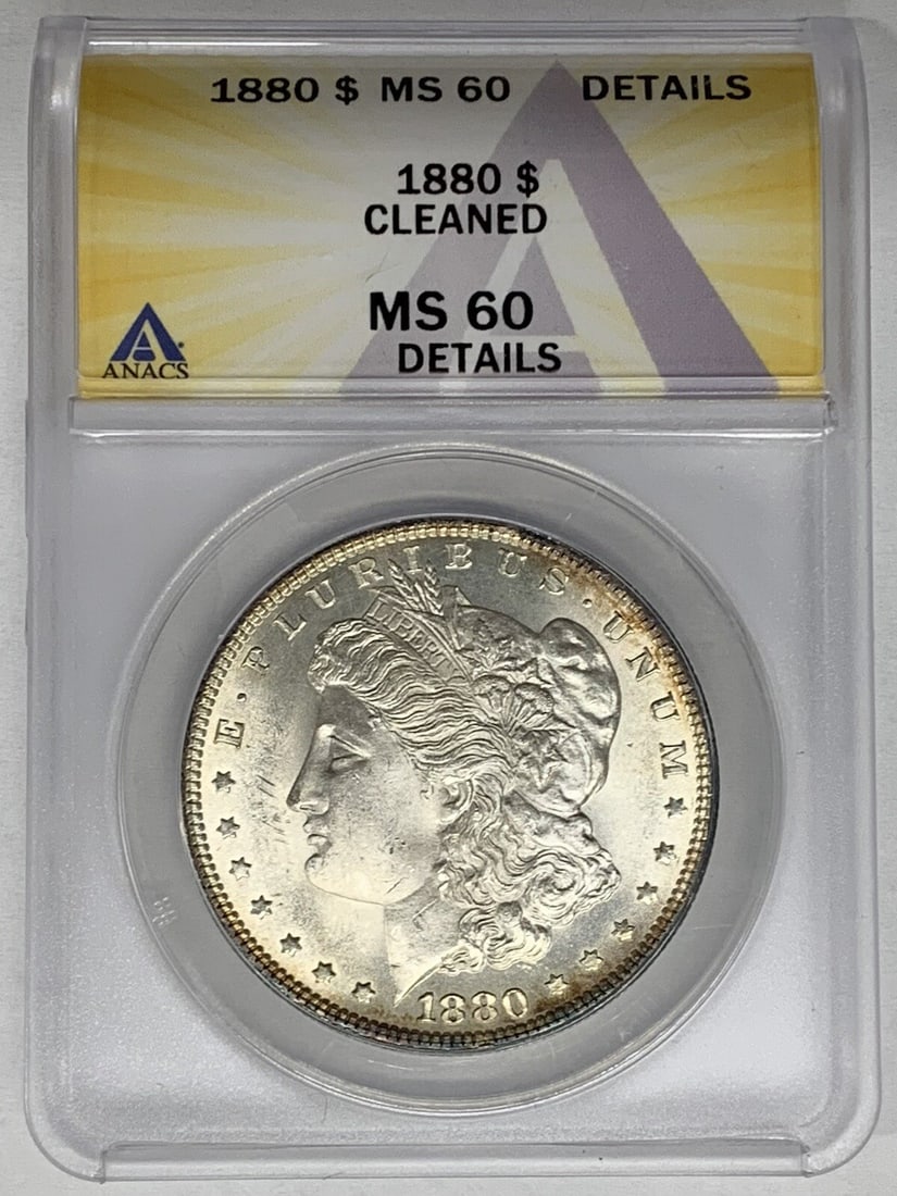 1880 Morgan Dollar Silver Coin ANACS MS 60 Details Uncirculated (1 of 2)