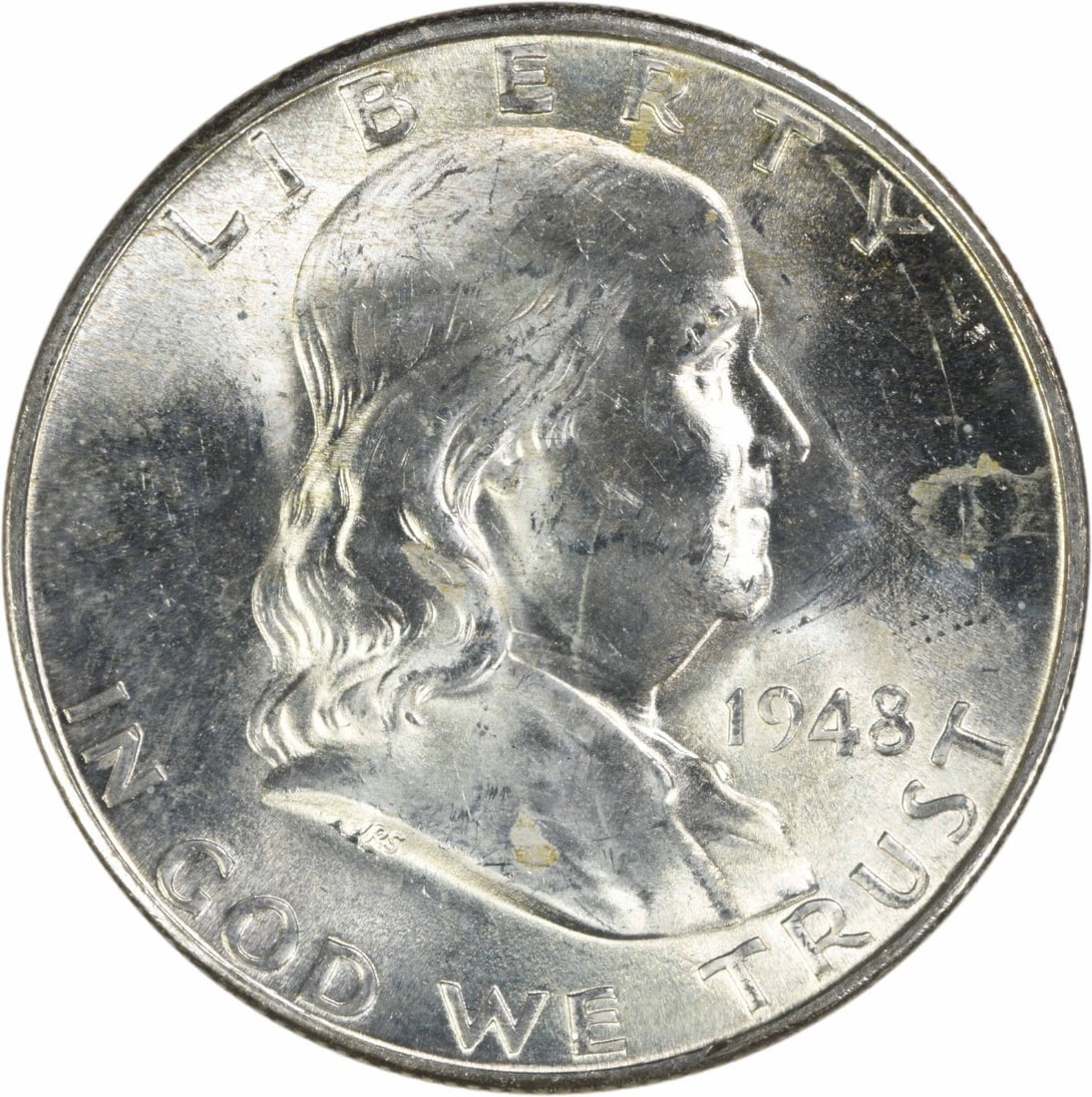 Choice BU 1948-D Silver 50 Cent Franklin Half Dollar Uncertified Coin (1 of 2)