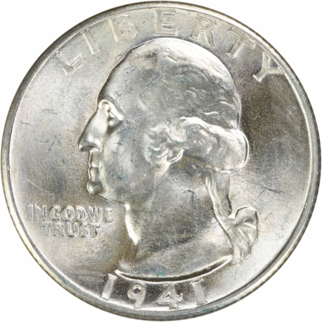 Uncirculated 1941-D Silver 25 Cent Washington Quarter Choice BU Plus (1 of 2)