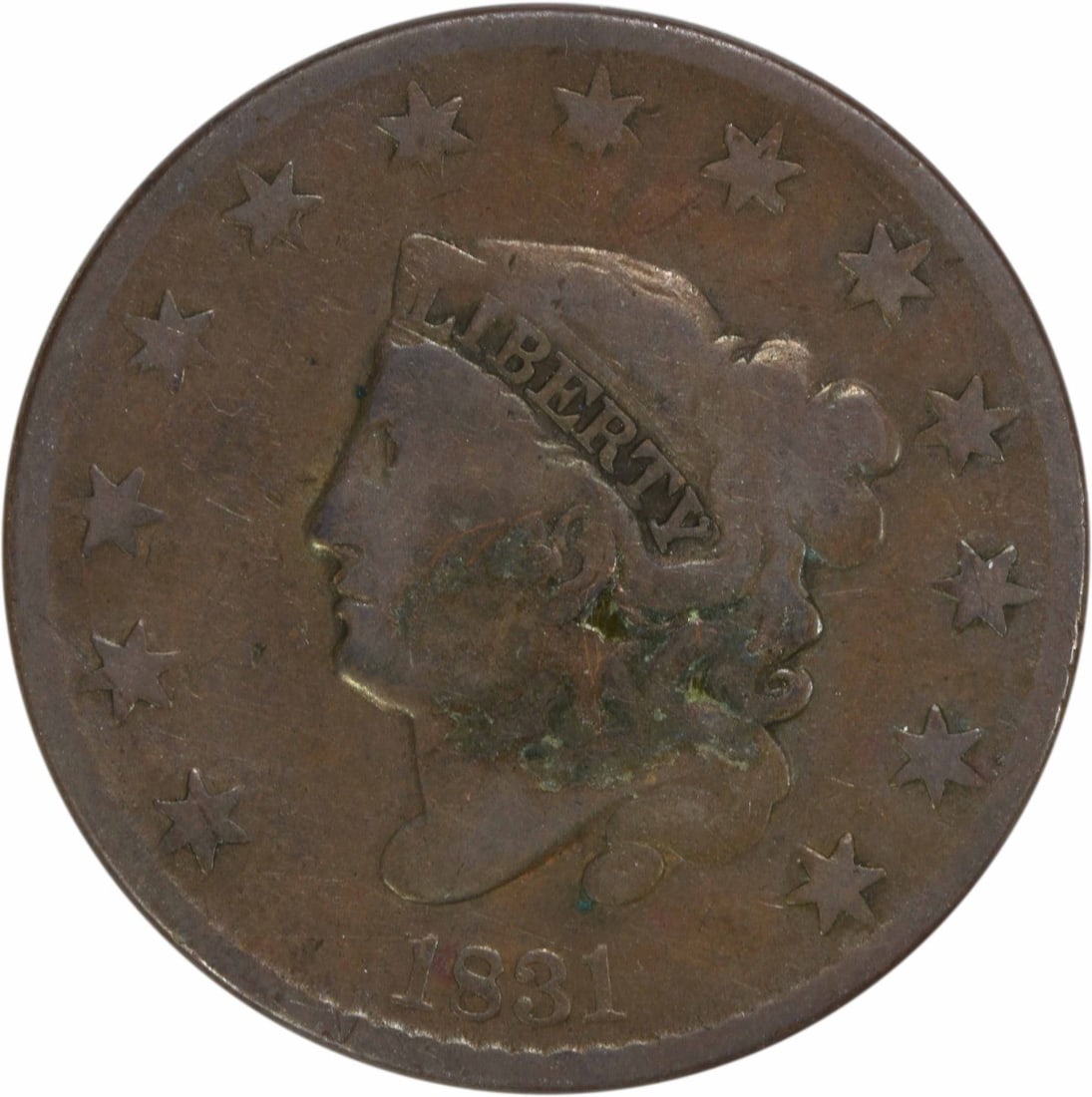 1831 Large Cent Coronet Head VG Uncertified Copper Coin (1 of 2)
