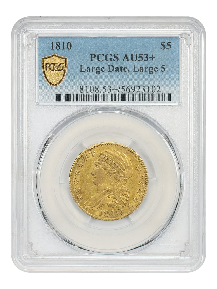 1810 Capped Bust Five Dollar Gold Coin PCGS AU53 Plus Large Date Large 5 (1 of 4)