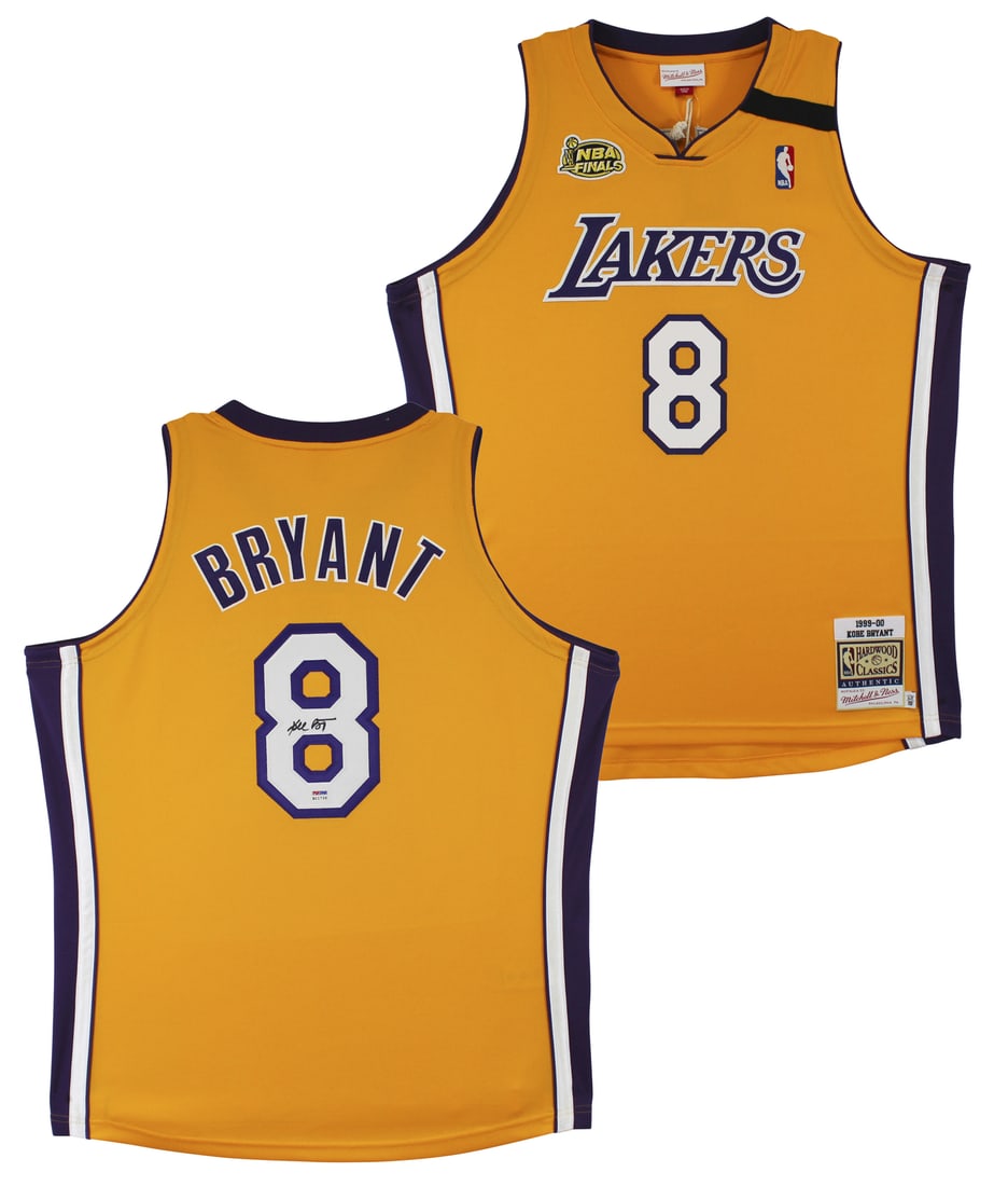 Kobe Bryant Signed Yellow Lakers Jersey 1999-00 Mitchell & Ness Authentic PSA: Kobe Bryant Signed Yellow Lakers Jersey 1999-00 Mitchell & Ness Authentic PSA Celebrate the legacy of Kobe Bryant with this authentic yellow Mitchell & Ness Hardwood Classics jersey from the 1999-00 s