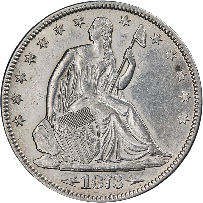 1873-P Seated Half Dollar Arrows Choice AU/BU Strong Strike: 1873-P Seated Half Dollar Arrows Choice AU/BU Strong Strike This 1873-P Seated Half Dollar 'Arrows' showcases remarkable eye appeal with a beautiful luster and strong strike. The coin exhibits vibrant