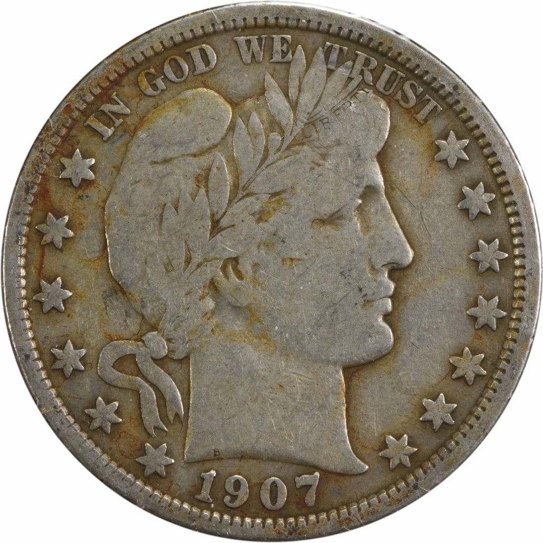 1907-S Barber Silver Half Dollar 50C F Uncertified RPM1 (1 of 2)