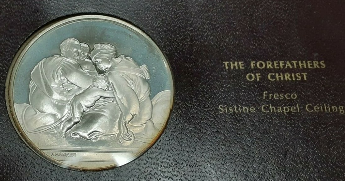 Sterling Silver Forefathers of Christ Medal Genius of Michelangelo Franklin Mint: Sterling Silver Forefathers of Christ Medal Genius of Michelangelo Franklin Mint This Franklin Mint Genius of Michelangelo proof medal is crafted from .925 sterling silver and was produced in 1970 as