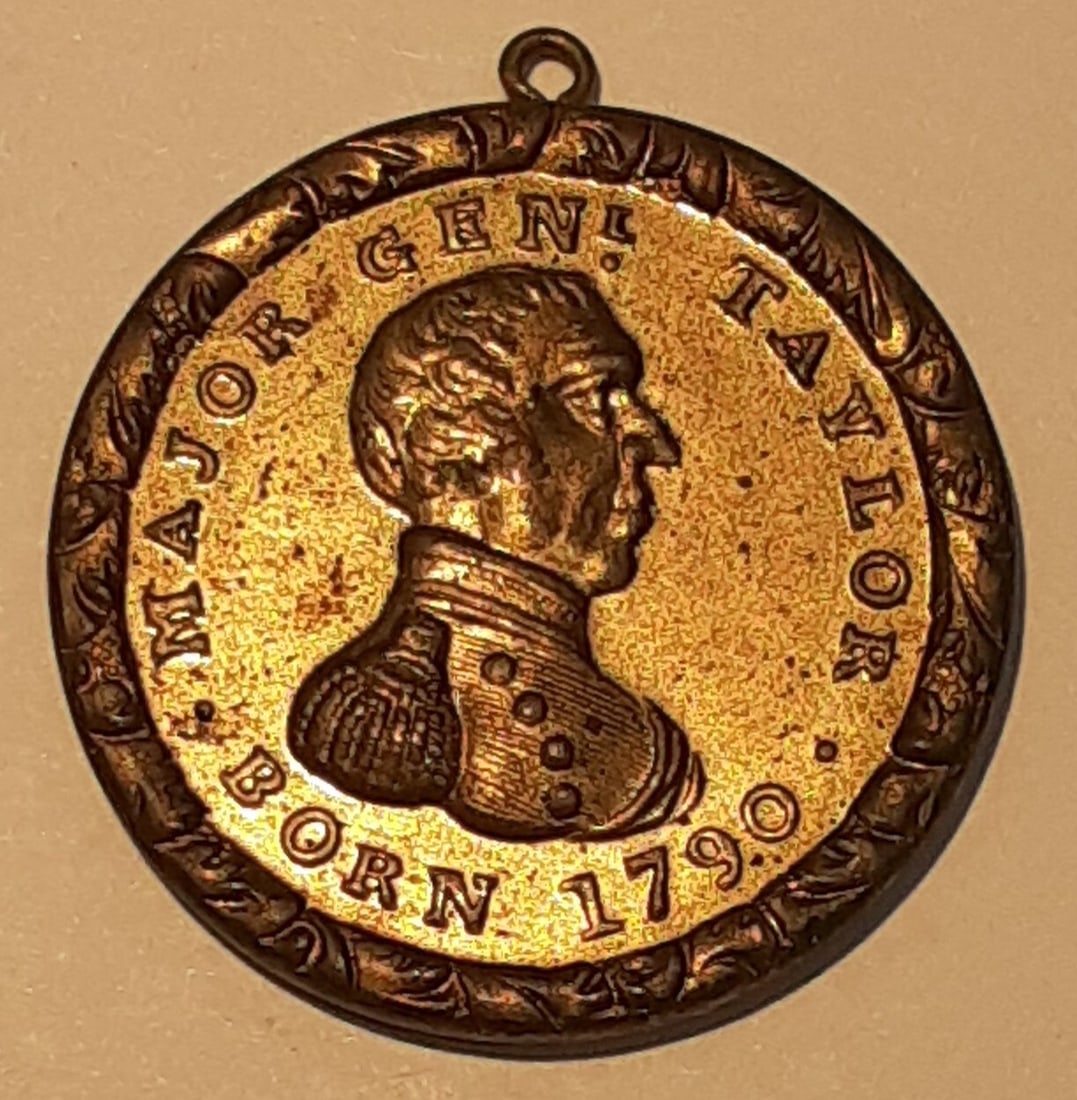 26MM Medal Honoring General Zachary Taylor Mexican War 1848 Campaign ZT 1848-19: 26MM Medal Honoring General Zachary Taylor Mexican War 1848 Campaign ZT 1848-19 This is a Major General Zachary Taylor small size medal from the United States, produced around 1848, likely to promote