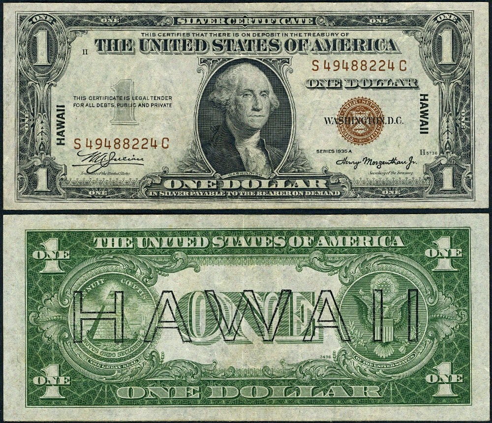 $1 1935-A Hawaii Note S-C Block XF Collectible Currency (1 of 3)