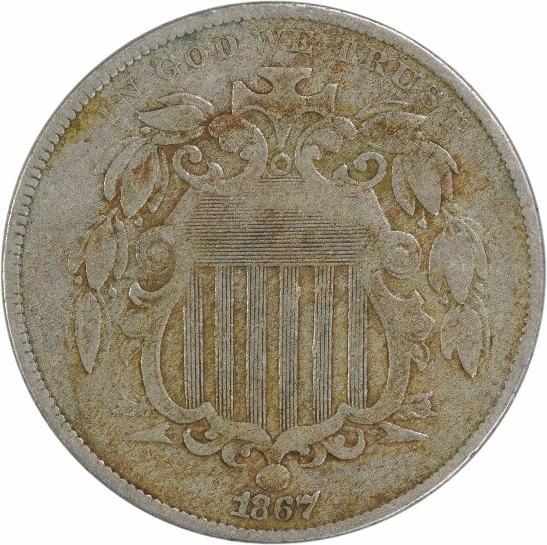 1867 Shield Nickel 5C No Rays VF Uncertified Coin (1 of 2)