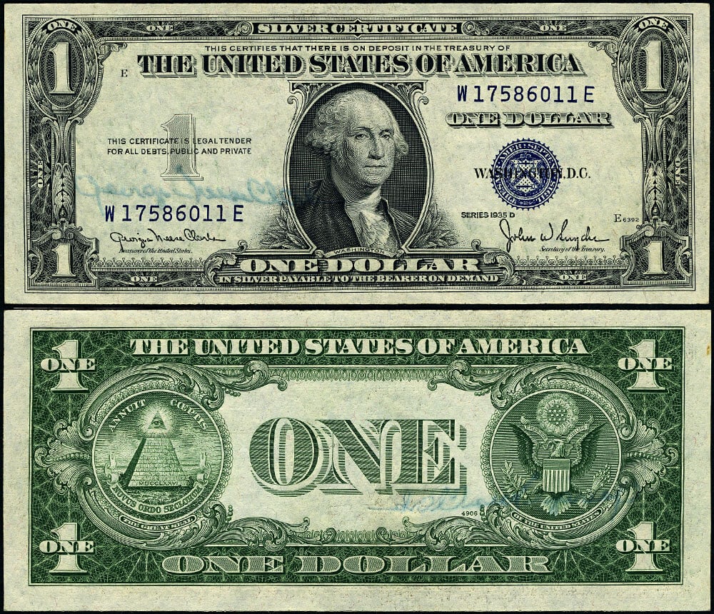 1935-D $1 Silver Certificate FR. 1613 W-E Block Gem Uncirculated (1 of 3)