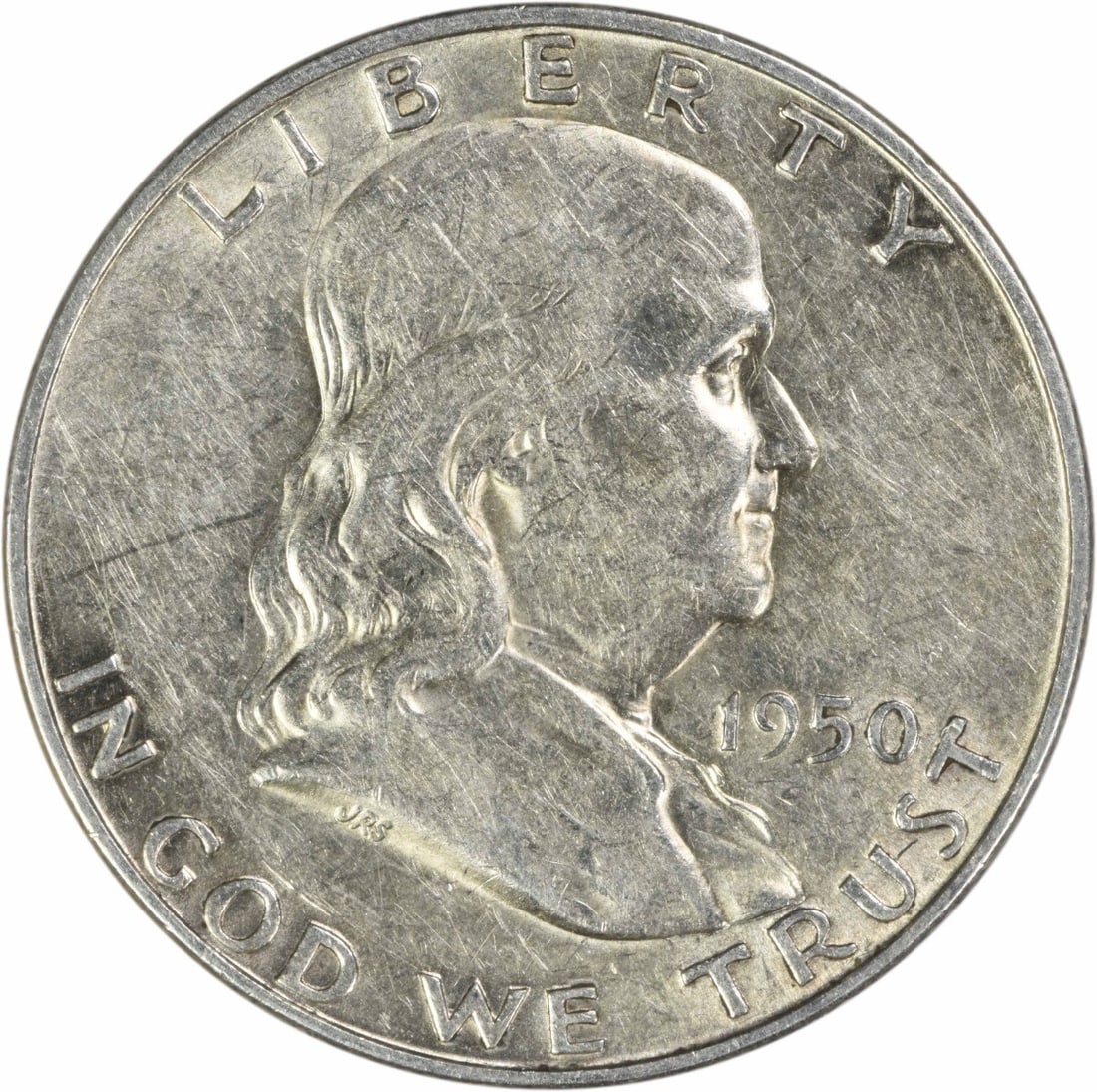 1950 Denver Mint Franklin Half Dollar 90 Percent Silver AU Uncertified Coin (1 of 2)