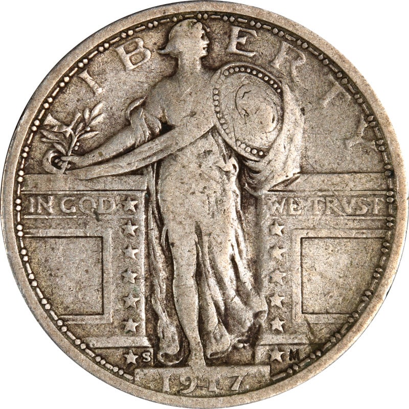 1917 San Francisco Standing Liberty Silver Quarter Type 1 Coin (1 of 2)