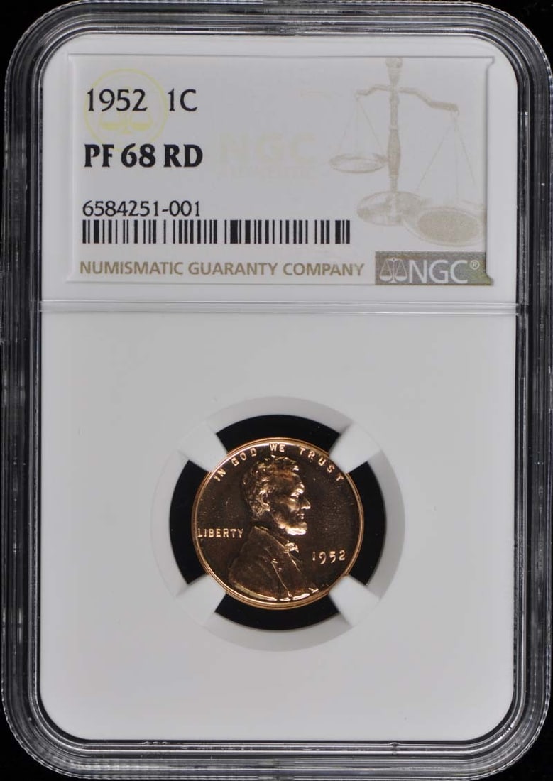 NGC PR68RD Proof 1952 Lincoln Cent Wheat Reverse 1C (1 of 4)