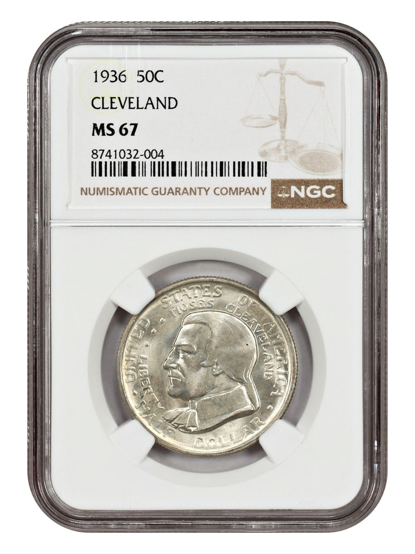 Cleveland Centennial 1936 Silver Half Dollar NGC MS67 Commemorative Coin (1 of 4)