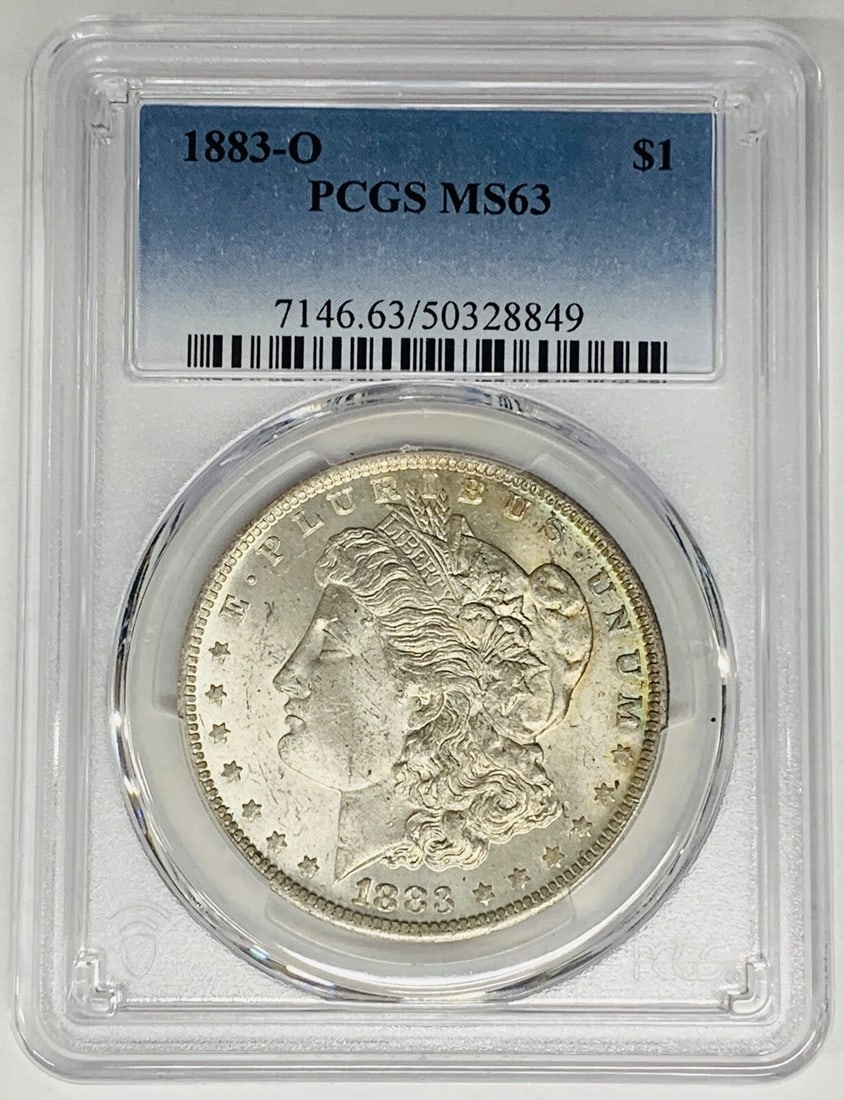 PCGS MS 63 1883-O Morgan Silver Dollar Coin United States $1: PCGS MS 63 1883-O Morgan Silver Dollar Coin United States $1 This is an 1883-O Morgan Silver Dollar coin from the United States, featuring the New Orleans mint mark. The coin has been professionally g