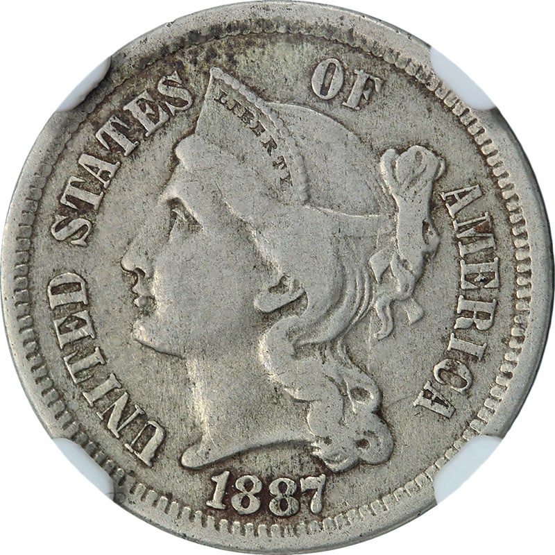 NGC XF40 1887 Three Cent Nickel Key Date with Attractive Strike (1 of 4)