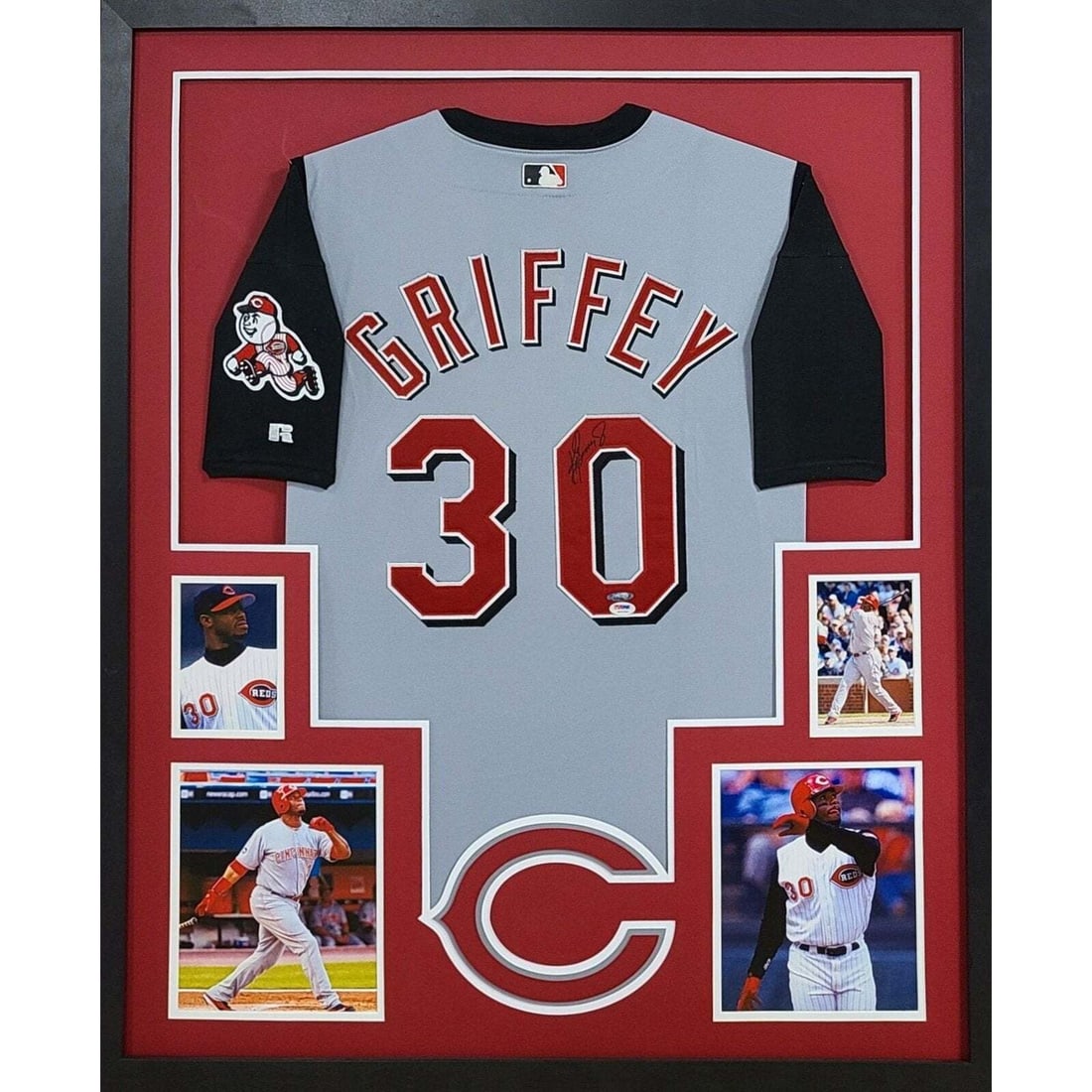 Ken Griffey Jr. Autographed Framed Jersey UDA PSA/DNA Certified: Ken Griffey Jr. Autographed Framed Jersey UDA PSA/DNA Certified This is a Ken Griffey Jr. autographed jersey framed beautifully, showcasing the Cincinnati Reds logo. The jersey features dual authentic