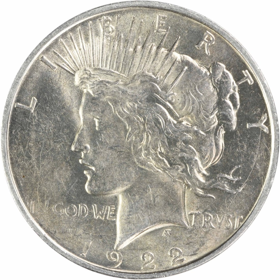 1922 Denver Mint Peace Dollar Uncertified AU Grade Silver Coin: 1922 Denver Mint Peace Dollar Uncertified AU Grade Silver Coin This 1922-D Peace Silver Dollar is an AU (About Uncirculated) slider, featuring 90% silver and 10% copper composition. Struck at the Denv